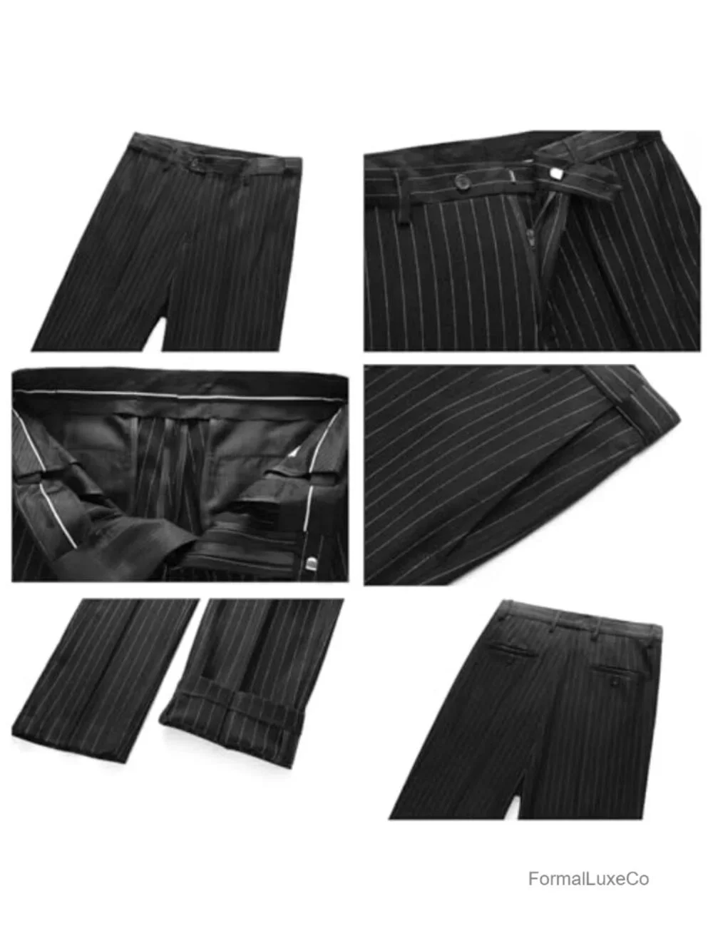 Men's Pinstripe 2 Piece Suit Slim Fit Tuxedo Casual Dress Set for Business
